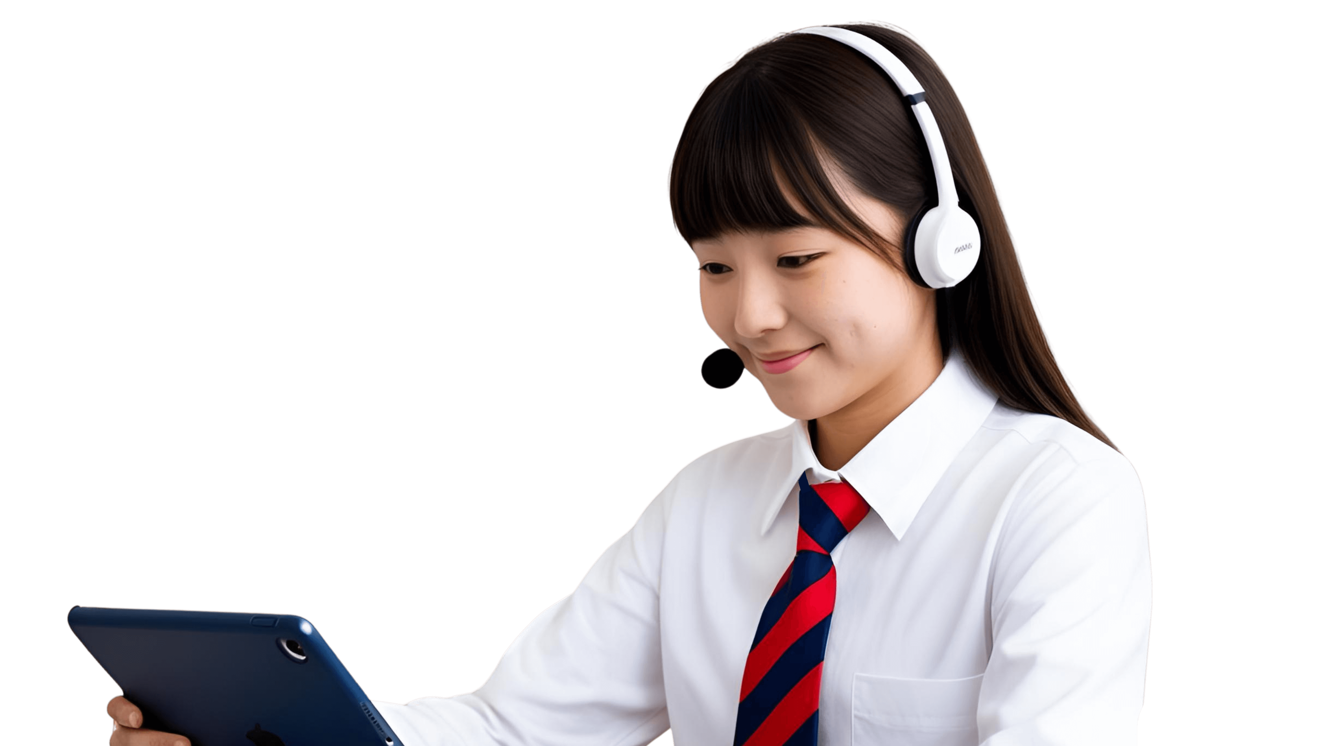 タブレットで学習する生徒